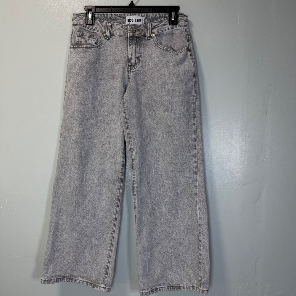 Disclosure Grey Acid Wash Wide Leg Jeans High Rise Size‎ 3/26